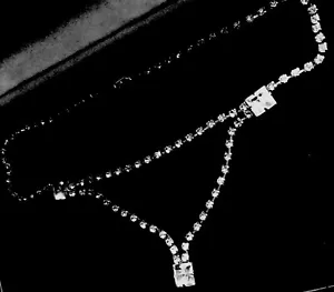 VINTAGE RHINESTONE JEWELRY PARURE 1950 BRACELET NECKLACE EARRINGS BEDAZZLE 'EM - Picture 1 of 8