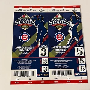 2 Chicago Cubs 2008 World Series Ticket Stubs - Home Game 3 & 5 - 208-12-5 - Bild 1 von 2