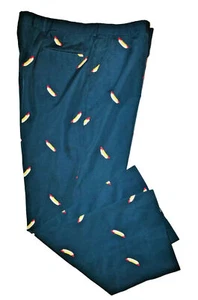 VTG 70s One-Of-A-Kind HIPSTER HOT DOG w/Mustard Embroidered Pants 39.5 x 39.5 - Picture 1 of 6