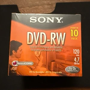 Sony DVD-RW Disc 10 Pack 4.7 GB 120 Min 10DMW47L1 Open Box - Afbeelding 1 van 8