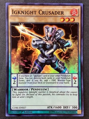 Yu-Gi-Oh TCG #CORE-EN027 Igknight Crusader 1st Edition Super Rare LP - Image 1 of 2