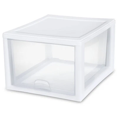Sterilite 27 Quart Stacking Storage Drawer, Stackable Plastic Bin Drawer, 4 Pack - Image 1 of 4