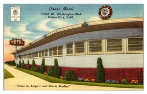CULVER CITY, CALIFORNIA - COAST MOTEL - VINTAGE LINEN POSTCARD - Picture 1 of 2