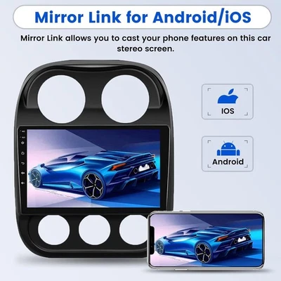 Carplay Car Stereo Radio Android w/Apple For 2010-2016 Jeep Patriot Compass 64G Foto 1 de 4