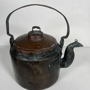 Antico bollitore teiera russo decorativo ottone rame 1800 pesante - Foto 1 di 11