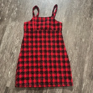 Colorful Planet Teen Red Black Plaid Dress, Sleeveless Party Holiday - L(12) - Picture 1 of 4