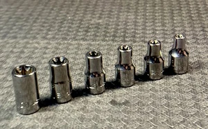 NICE Snap-On Tools 6pc 1/4” Drive Chrome Inverted E Torx Sockets: E4–5-6-7-8-E10 - Picture 1 of 15