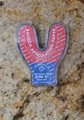 Tiras de papel articulado Bausch BK81 Arti Check herradura azul/rojo 0,0016" 150 paquetes Foto 1 de 2