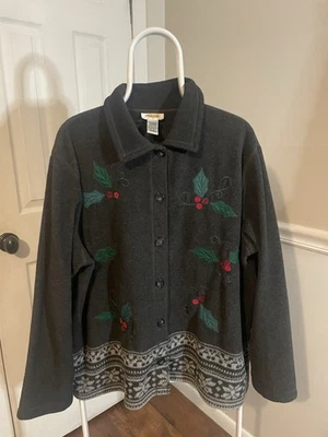 Suéter Talbots Poly-mezcla Abotonable Navidad, Vacaciones Vintage. 1x Foto 1 de 4