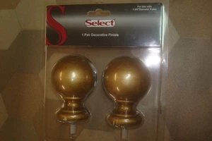 NIP 2 pc SELECT Wood pole Ball Finial for 1 3/8" Pole Vintage Gold 13-101-23 - Picture 1 of 4