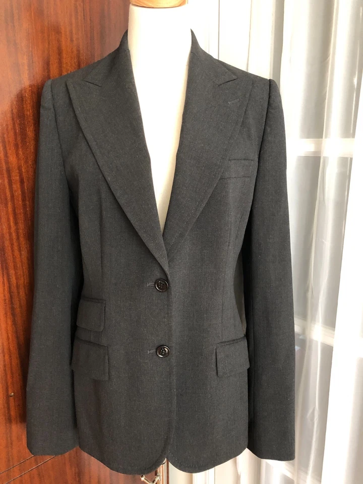 Dolce Gabbana Womens IT 46 Wool Blend Peak Lapel Blazer Jacket Leopard Lining - Image 1 of 4