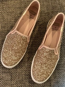 Kate Spade Slip On Keds Rose Gold Sparkle Shoes- 8.5 - Picture 1 of 6
