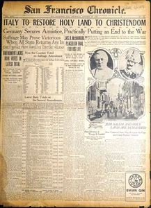 1911 San Francisco Front Page - Italy to Restore Holy Land to Christendom - Picture 1 of 3