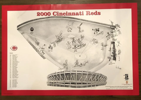 2000 Cincinnati Reds Poster MLB Players Trust for Children Griffey Caricatures Cover