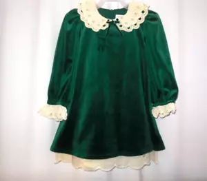 NWT Wonder Nation Toddler Girl Size 2T Fancy Holiday Green Soft Velour Dress - Picture 1 of 9
