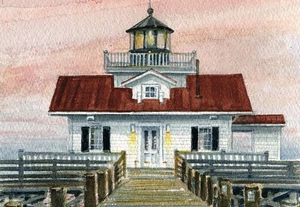 Roanoke Marshes Replica Lighthouse, North Carolina. Gerald Hill Art Notecards - Bild 1 von 2