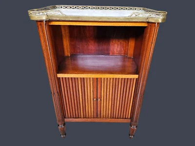 MOBILETTO CON PERSIANA IN MOGANO CON MARMO ORIGINALE EPOCA XIX SECOLO RESTAURATO - Immagine 1 di 4