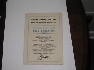 Vintage 1956 Official Epsom Horse Racing 177th Derby Stakes Race Card - Picture 1 of 5