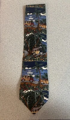 HTF Vintage Ron Anderson KAHALA All Silk Tie Surfer Woody Station Wagon Palms - Image 1 of 4