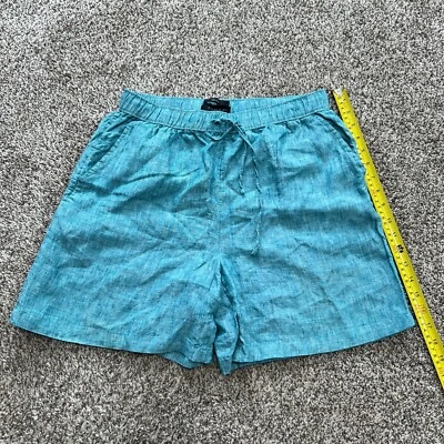 Pantalones Cortos Tahari Mujer Lino Talla M Tiro Alto Cintura Elástica Azul Cielo Transpirables Foto 1 de 4