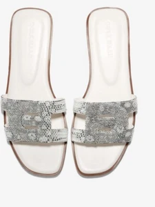 Cole Haan Chrisse Logo Snakeskin-Print Leather Slide Sandals Sz 7.5 - Picture 1 of 6