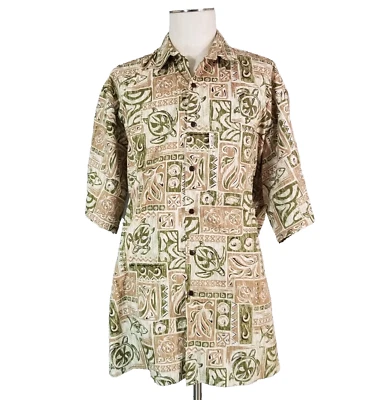 Go Barefoot Hawaiian shirt men's 2XL XXL Brown short sleeve cotton Hawaii USA - Image 1 of 4