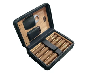 Estuche de viaje para cigarrillos de cuero puro con cortador y estuche individual para cigarros - Imagen 1 de 6