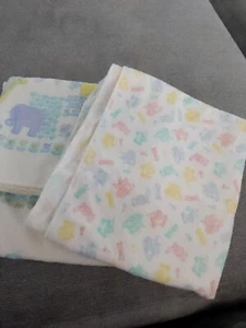 2 Vintage Riegel/Carters USA Baby Receiving Blanket 100% Cotton Elephant Bears - Picture 1 of 8