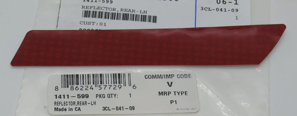 1411-599 Arctic Cat LH Reflector Decal for 400 500 450 550 650 2007-2017 - Red - Image 1 of 1