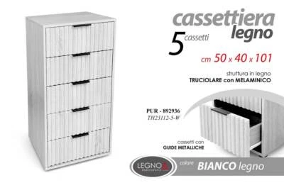 CASSETTIERA SALVASPAZIO SLIM 5 CASSETTI SETTIMINO MODERNO ROVERE RIGAT 101*50*40 - Immagine 1 di 3