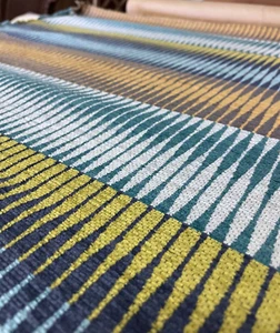 8.625 yds Brentano Quest Blue Orange White Abstract Chenille Upholstery Fabric - Picture 1 of 12