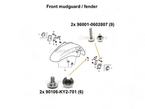 4x Honda CBR600F3 1995-1998 Edelstahl Kotflügelschrauben vorne 90106-KY2-701 - Bild 1 von 14