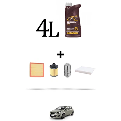 HOFFCAR Kit tagliando 4 FILTRI e 4L OLIO per Opel Corsa D 1.3 CDTI 70kw Dal 2010 - Imagen 1 de 4