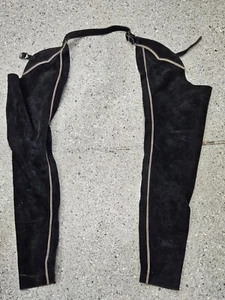 Barnstable Riding English Schooling Chaps - Black Suede - Grey Stripe - Size XS - Bild 1 von 9