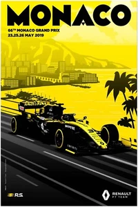 Monaco Grand Prix 2019 - Vintage Racing Travel Poster - Auto Posters - Picture 1 of 6