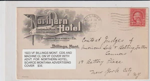 1923 Billings Mont Illust Advt Northern Hotel Scarce Mont advt cover (b520) - Picture 1 of 1