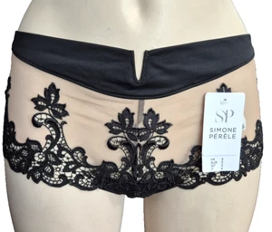 Simone Perele Saga Shorty L EU/DE 3 Black Embroidered Brief 15C630 - Picture 1 of 3