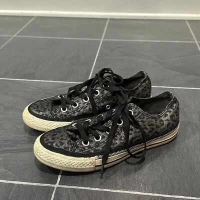 Zapatos Tenis CONVERSE All Star Parte Superior Baja Cremallera Negro Leopardo Mujer Talla 6 532454C Foto 1 de 4