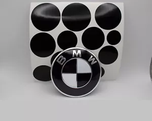BLACK and WHITE Emblem Overlay Sticker Fits Hood Trunk Wheels Steering For BMW - Bild 1 von 4