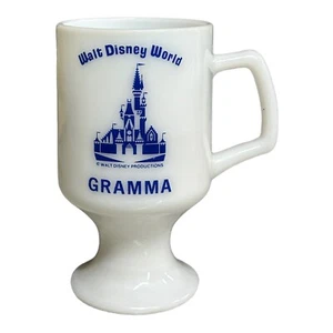 WALT DISNEY WORLD Mug Milk Glass Pedestal GRAMMA Magic Kingdom Vintage - Picture 1 of 9