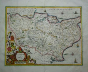 Antique Map of Kent by Johannes Jansson 1646 - Picture 1 of 8