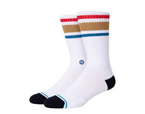 Stance Casual Boyd ST White/Brown Crew Socks A556A20BOS-WBR Large