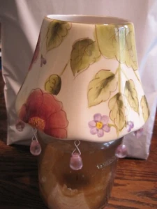 Home Interiors&GIFTS Ceramic FLORAL Candle Shade CAPPER W/Beads-NO CANDLE - Picture 1 of 3
