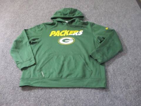 Green Bay Packers Hoodie Men's Large Green Nike Polyester Sweatshirt NFL Cover