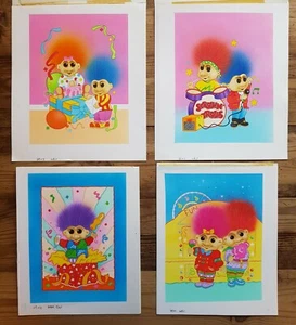 Muñecas Troll Vintage - 4 x Pinturas Originales Ilustraciones - Imagen 1 de 9