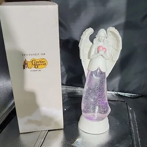 Cracker Barrel Angel with Pink Heart and color changing Gglitter globe gown - Picture 1 of 6