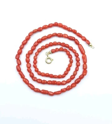 collana donna vero corallo rosso di Sardegna naturale e argento 925 Dorato  - Immagine 1 di 4
