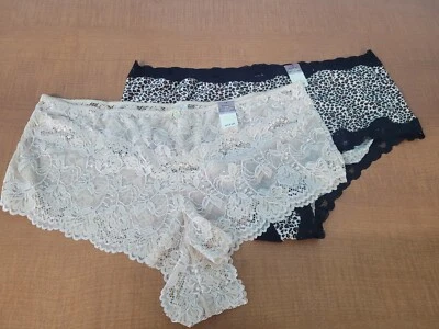 NWT 2 AMBRIELLE SIZE 1X BOYSHORT LACE PANTIES  Natural & Animal Print - Image 1 of 4