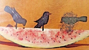 PEGGY KAHLER CROWS ON WATERMELON PRIMITIVE AMERICANA PAINTING PATTERN PACK #30 - Picture 1 of 9