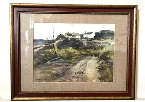 Original Don Stone - gerahmtes & mattiertes Aquarell Gemälde - Coastal Maine Village - Bild 1 von 6